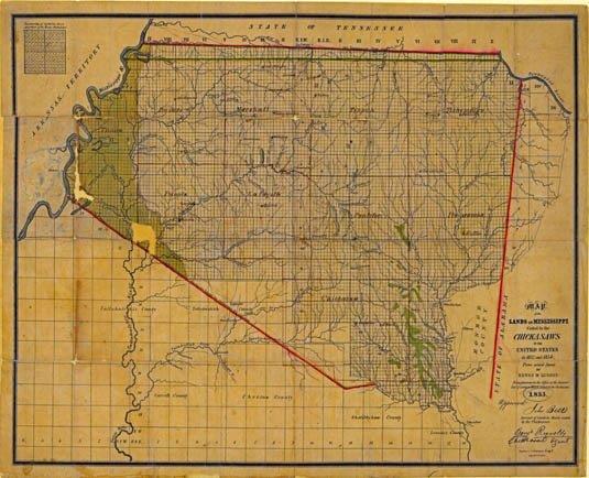 Map of ceded Chickasaw land in the 1830s