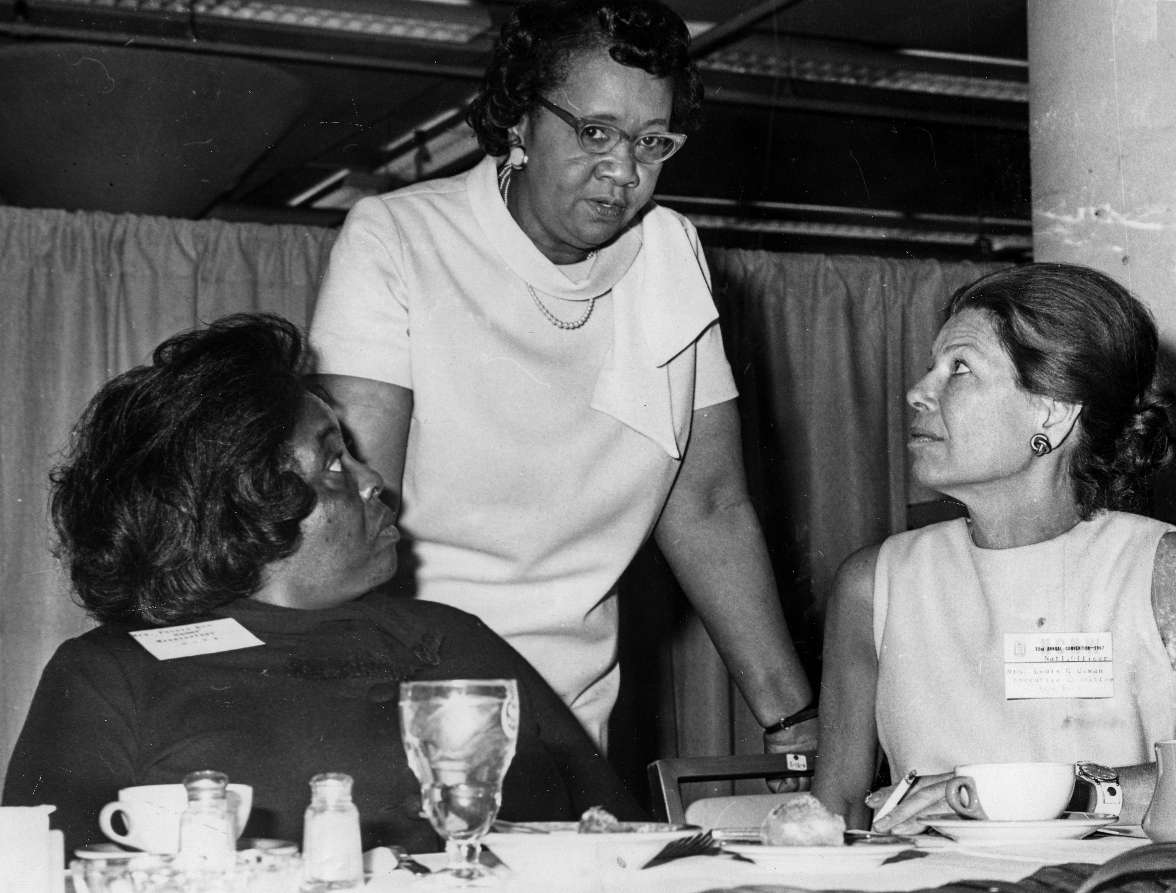 Left to right: Fannie Lou Hamer, Dorothy Height, and Polly Cowan at the 32nd NCNW annual convention, November 1967.