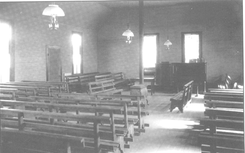 The interior of the Toxish Baptist Church