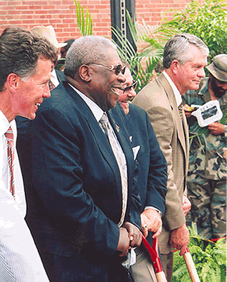 King during ceremonial breaking of the ground for the B.B. King Museum