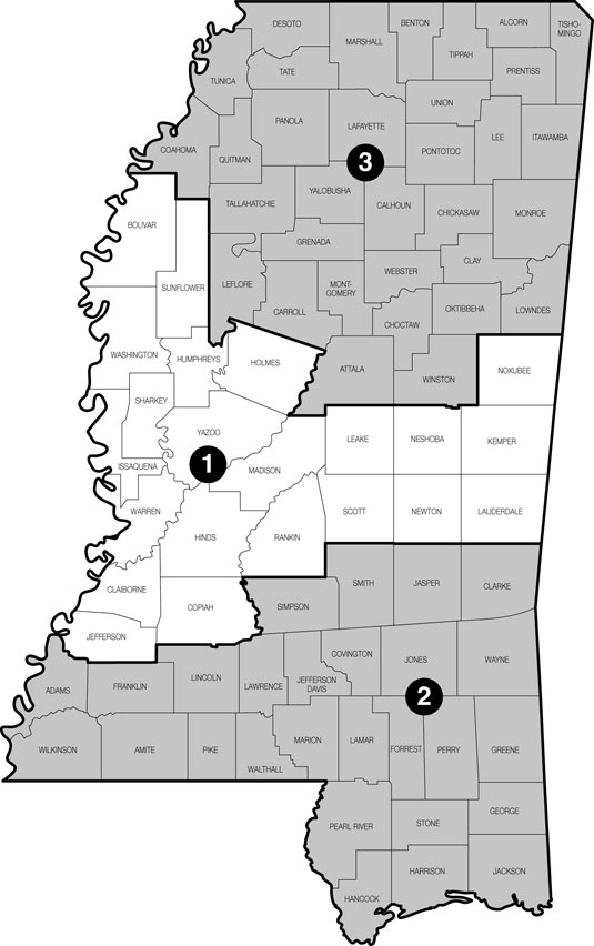 Mississippi Supreme Court districts map