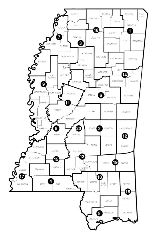 Mississippi chancery courts map