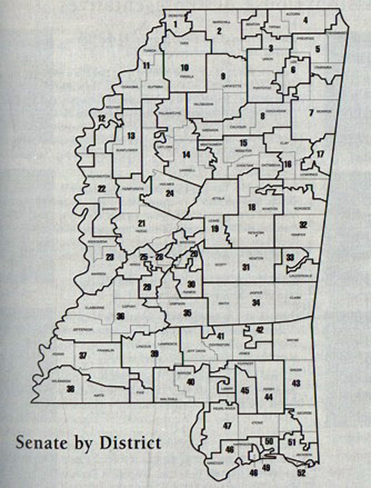 Mississippi Senate Map 1990