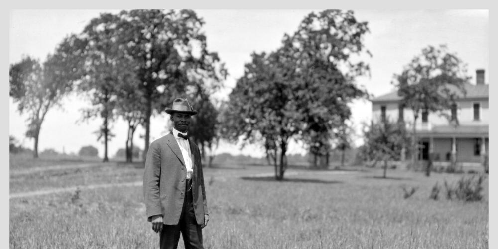 Wallace Battle in front of the president’s home on the Okolona Campus in 1916. Wallace Battle in front of the president’s home on the Okolona Campus in 1916.